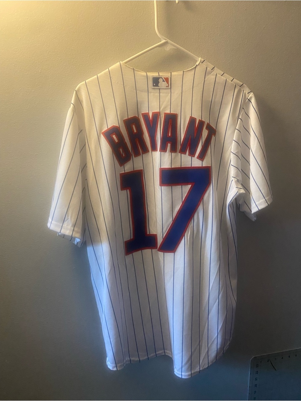 Kris Bryant All Star Chicago Cubs Majestic White Pinstripe Jersey Blue Stripes